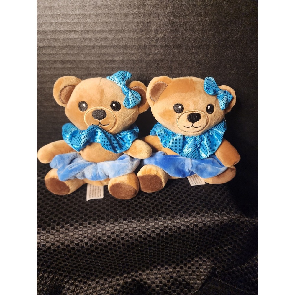 Linzy Brown Bear Scrunchie Pals 6" Pair of 2 NWOT
